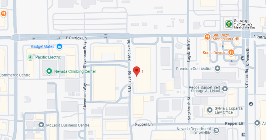 A map showing the location of HVAC MetalWorX, one of the leading HVAC equipment and parts suppliers in Las Vegas, NV